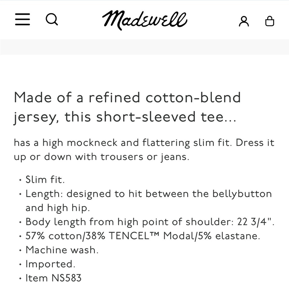 Madewell Short Sleeve Mockneck Tee Size XS - Picture 2 of 8